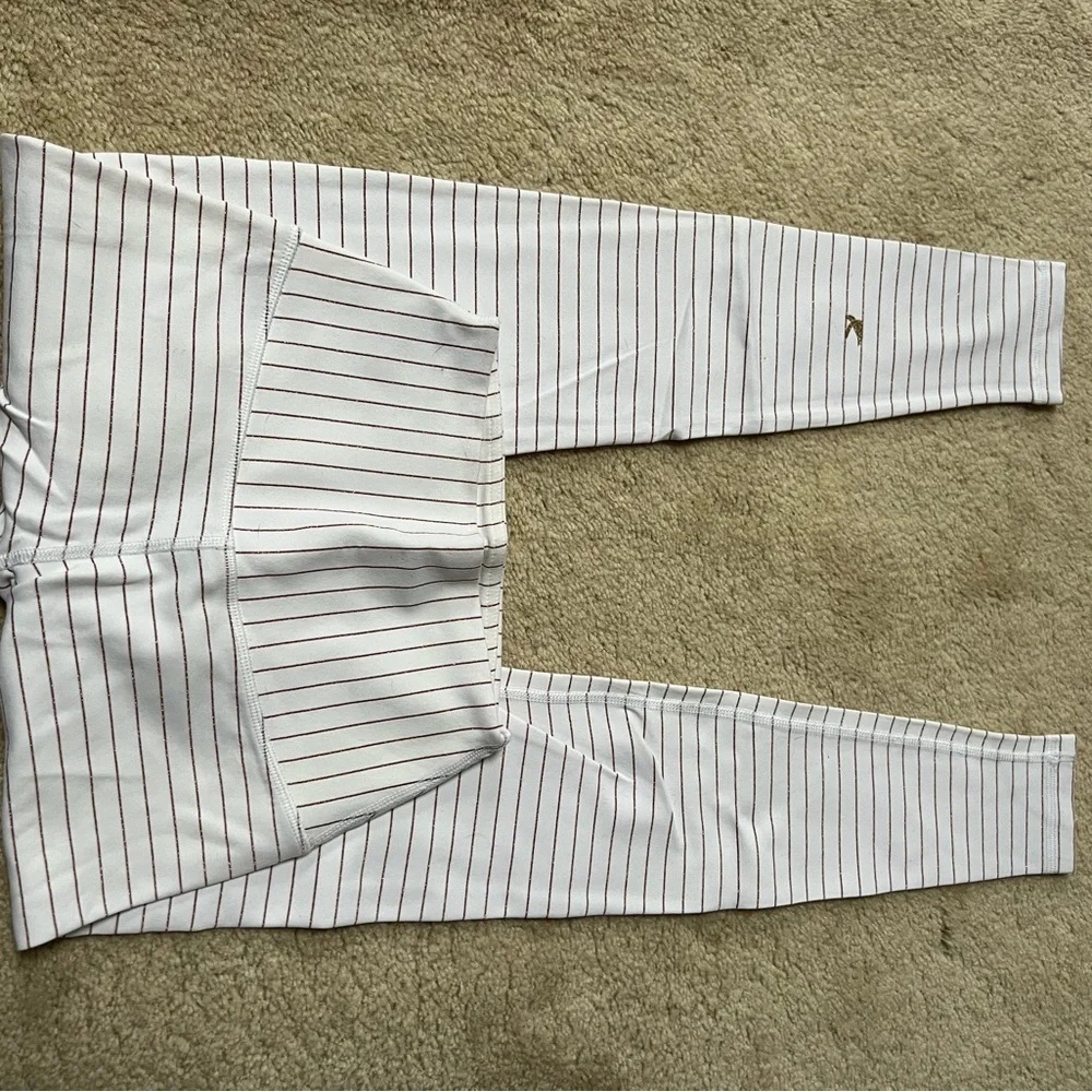 Glyder White and Pink Striped Leggings XS